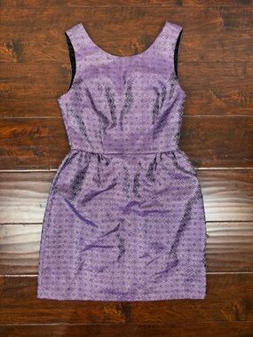 Wendy Bird Cocktail Dress with Bows, 8, Purple and Gold Patterned Fancy Dress
